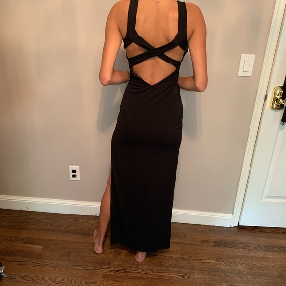 Black long cocktail dress - Picture 3 of 4